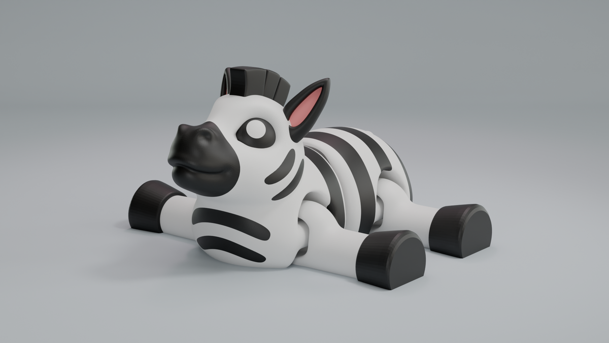 Articulated Zebra Figure Miniature Flexi Rendering